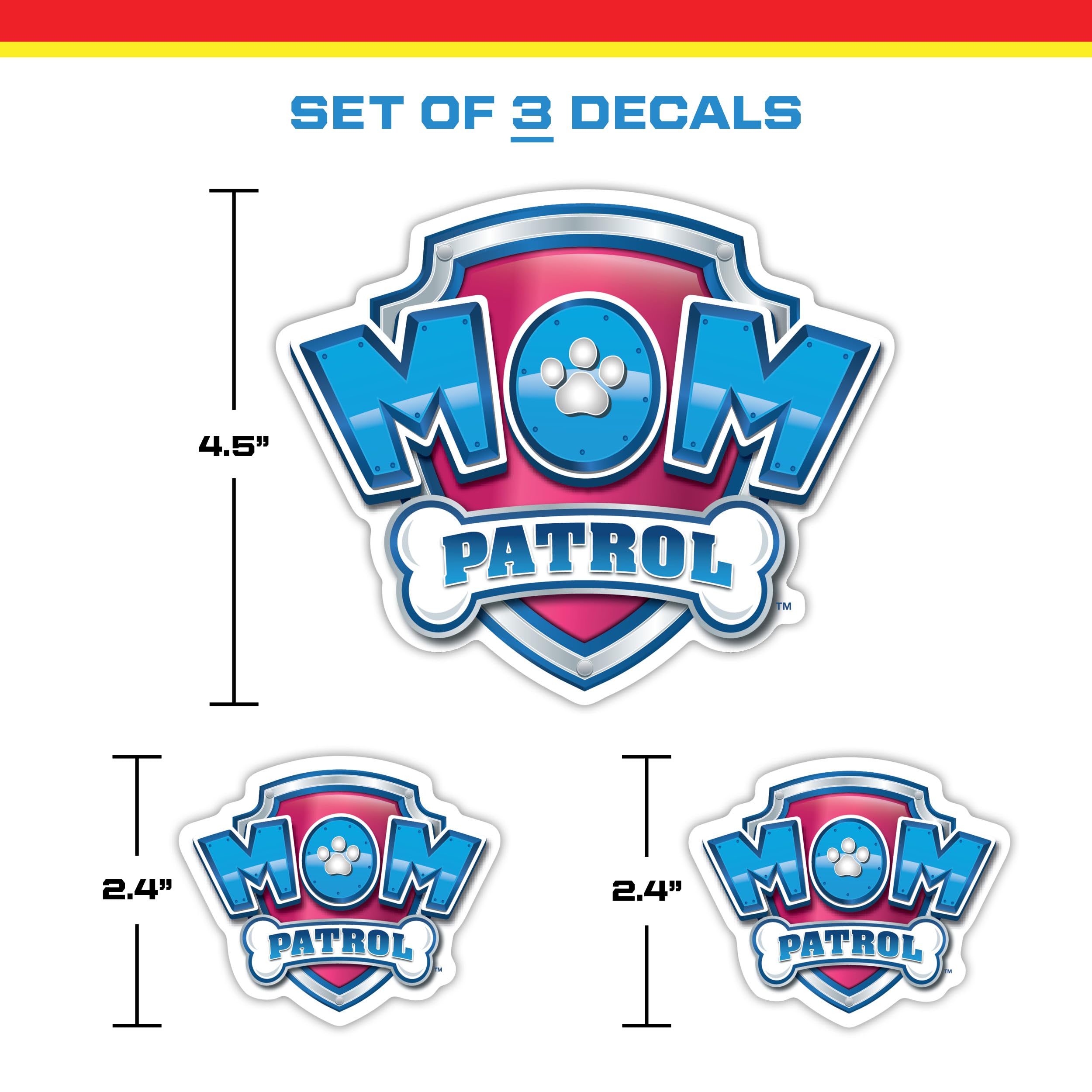 Mom Patrol Paw Patrol Vinyl Decals - Set of 3 Badge Stickers