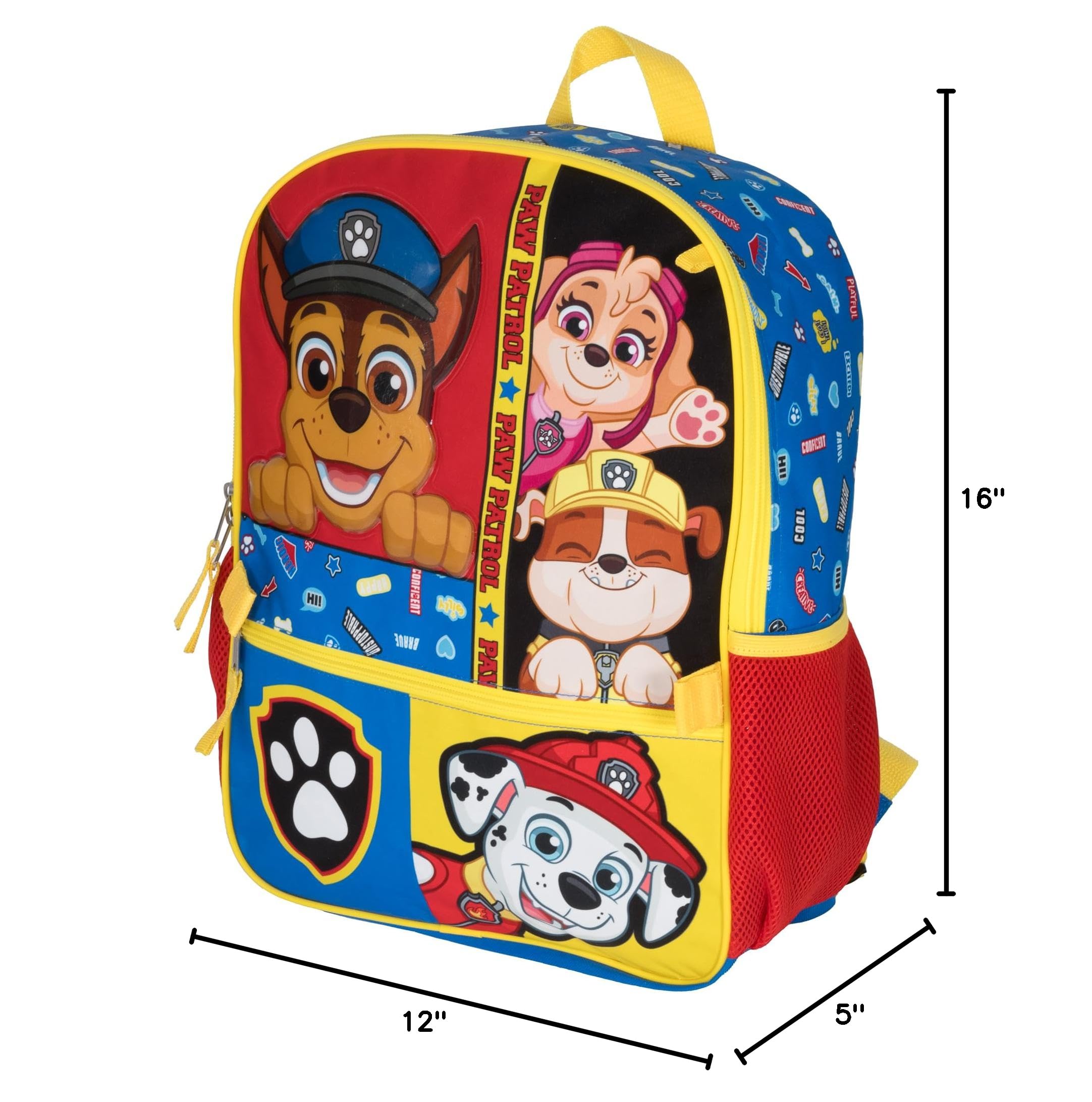 Backpack Set Paw Patrol Peeking Pups 4-Piece with Chase, Marshall, Rubble & Skye