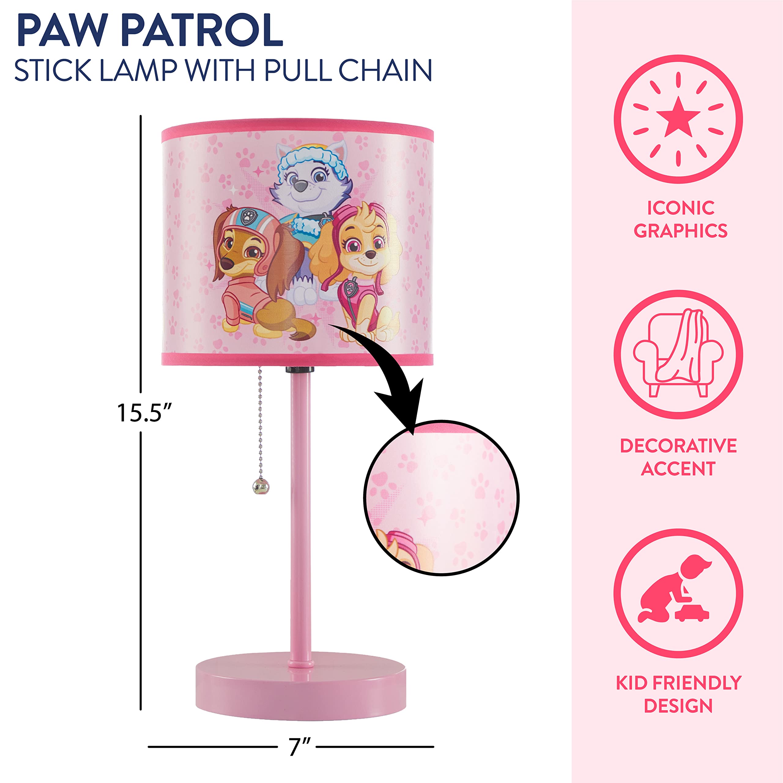 Table Lamp Paw Patrol Everest, Liberty & Skye Stick Design