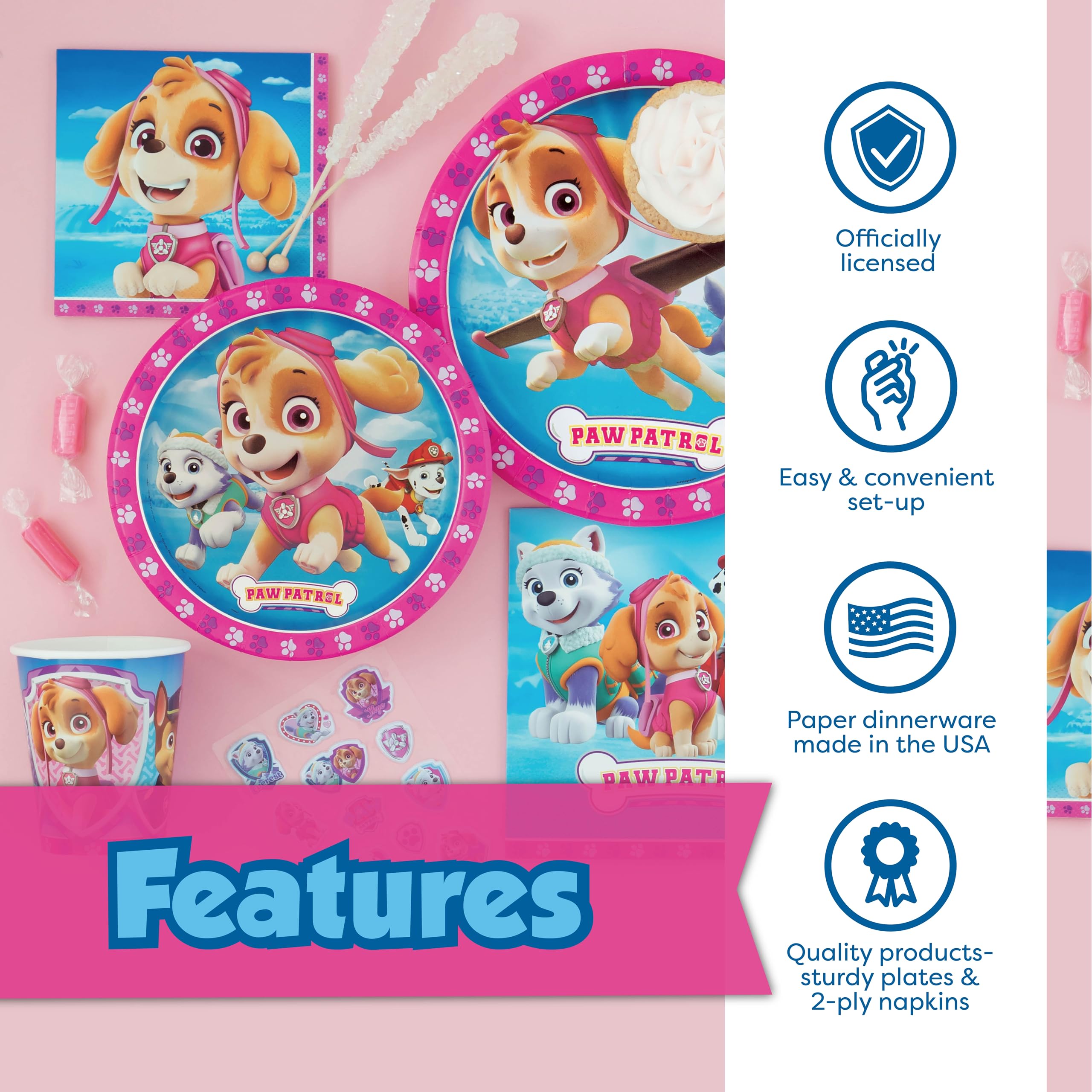 Birthday Party Supplies Kit Paw Patrol Skye - Serves 16 Guests