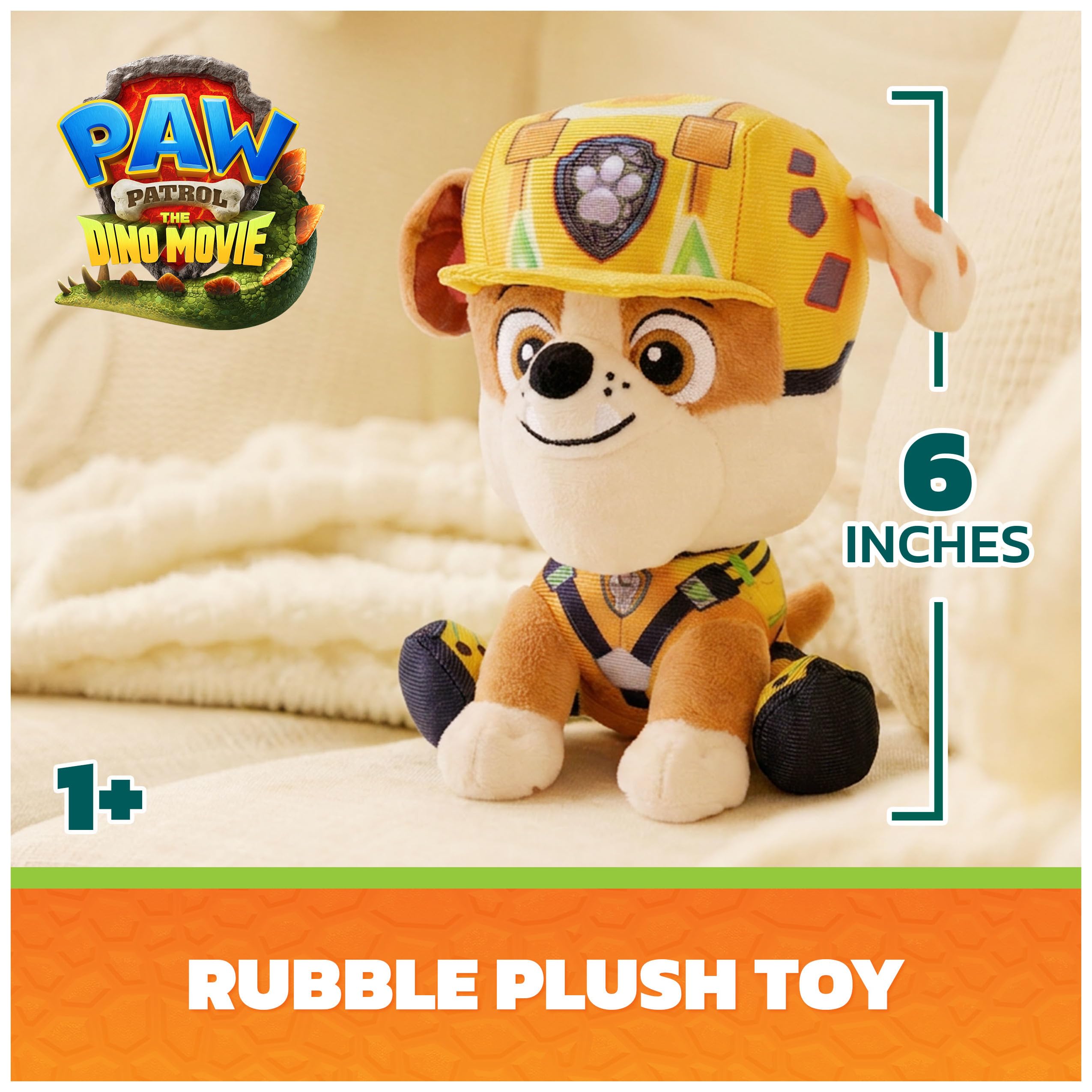 Rubble Plush Paw Patrol Dino Movie 6-Inch Soft Toy