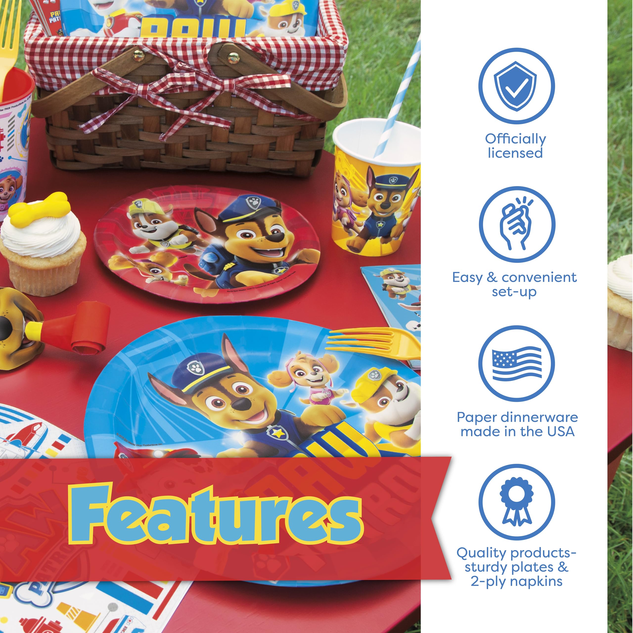 Party Plates and Napkins Set Paw Patrol 33-Piece Birthday Tableware